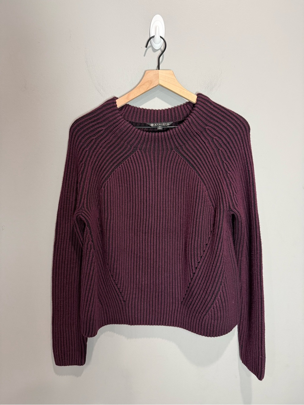 Athleta Ribbed Crewneck Sweater Purple Black Size Medium
